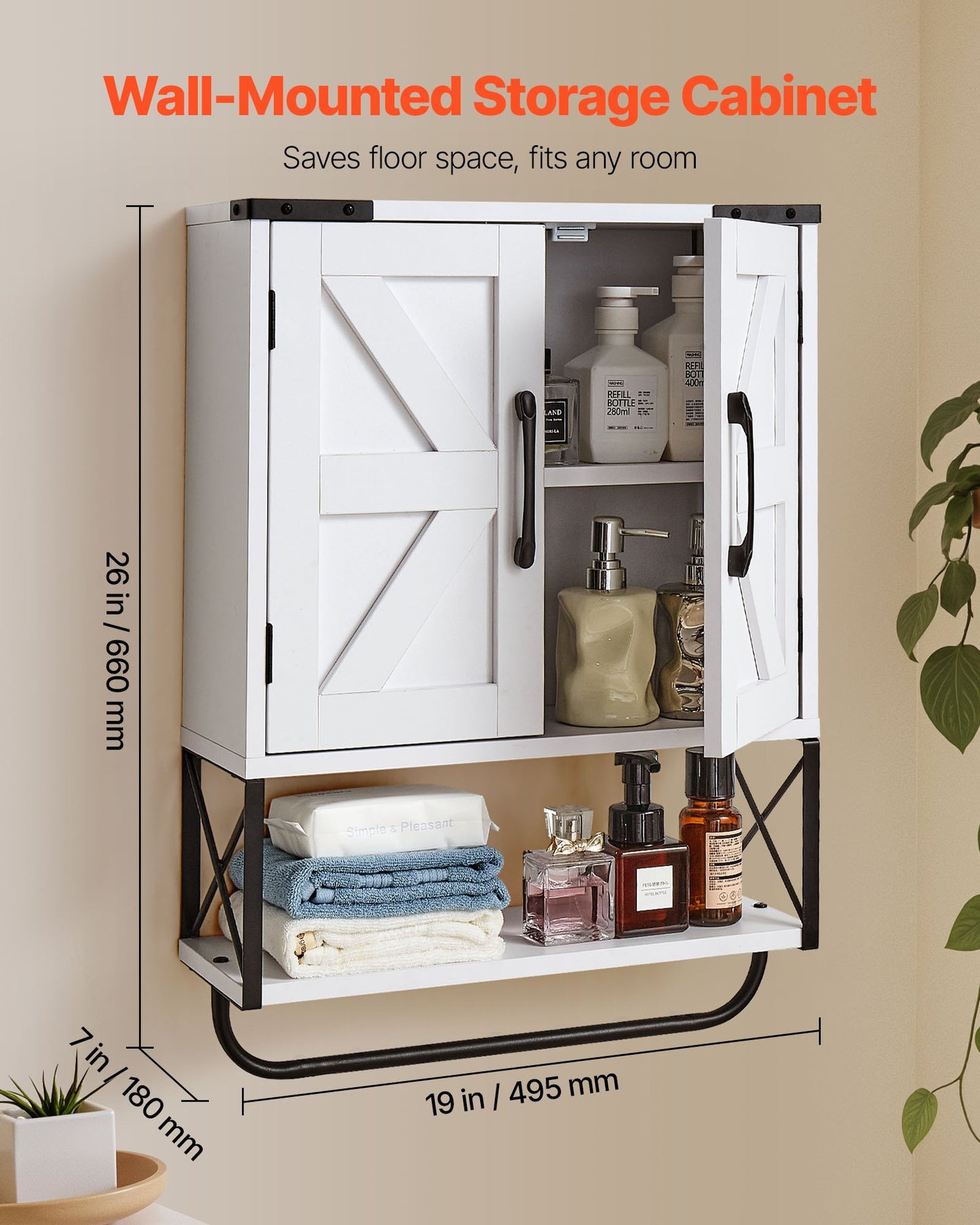 AI62 Decor Wall Mounted Medicine Cabinet with Open Shelf