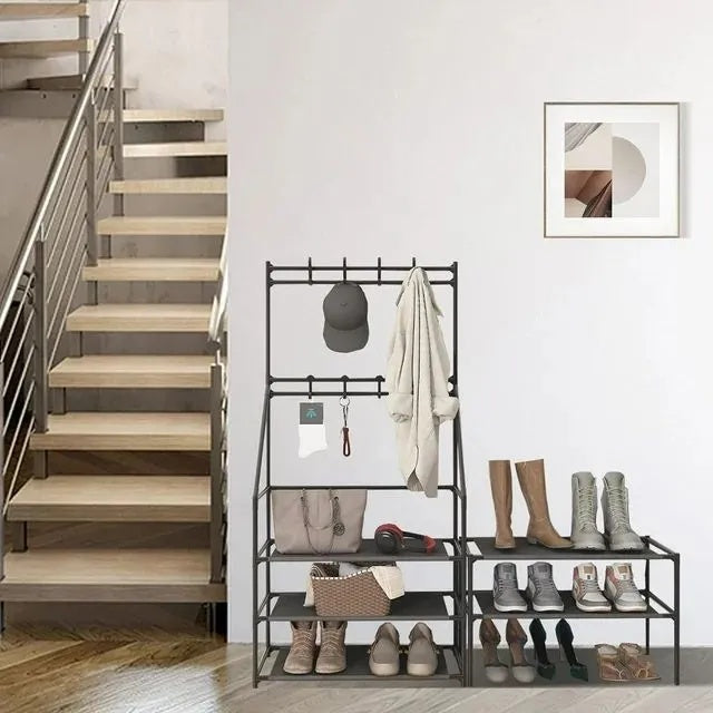 AI62 Decor 5-Tier Shoe Rack with Hooks for Entryway & Small Spaces