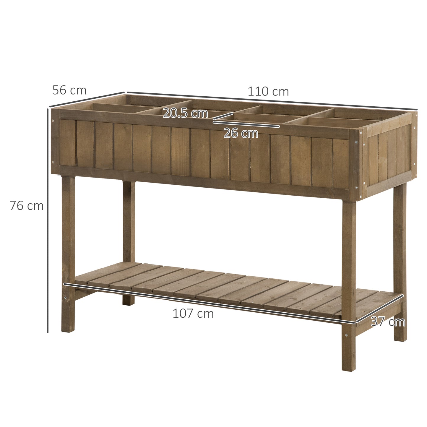 AI62 Decor  Brown 8-Box Herb Planter Garden Stand