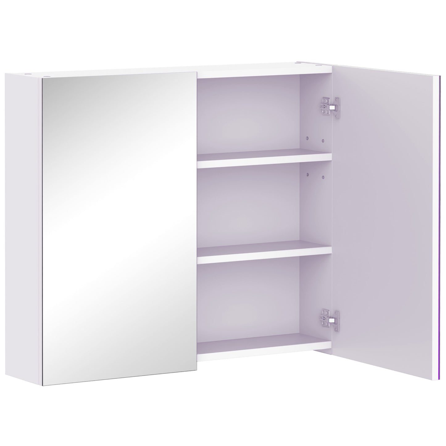 AI62 Decor Wall-Mount Bathroom Mirror Cabinet with Adjustable Shelves, Double Door, White