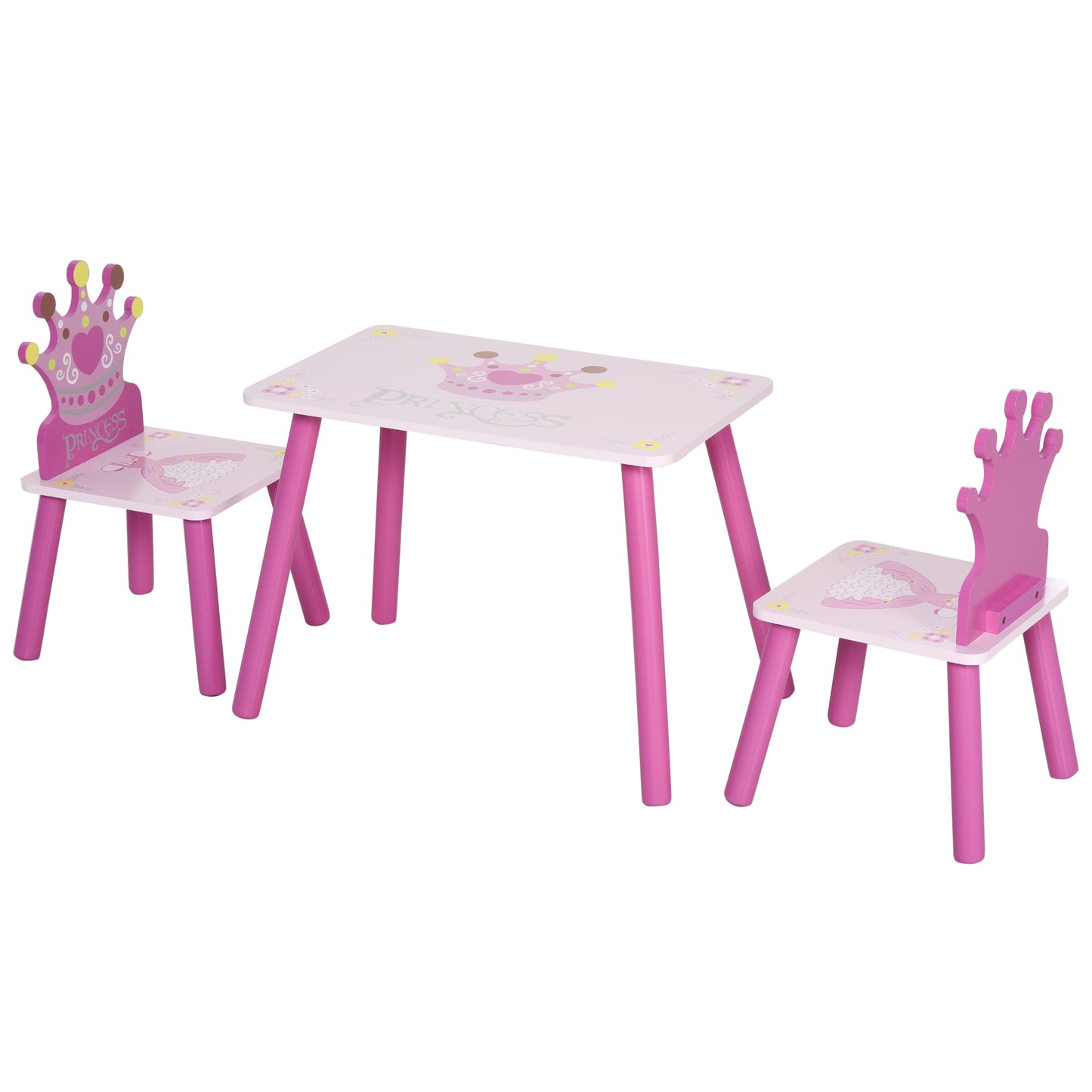 AI62 Decor 3-Piece Kids Princess & Crown Table Chair Set