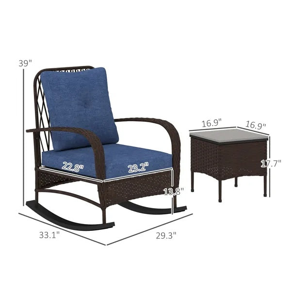 AI62 Decor Rattan Chaise Lounge & Wicker Furniture Set