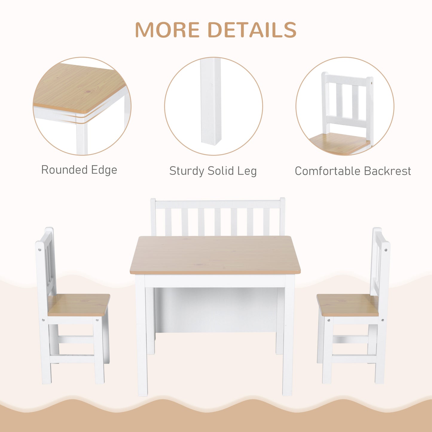 AI62 Decor 4-Piece Kids Table & Chair Set with 2 Chairs