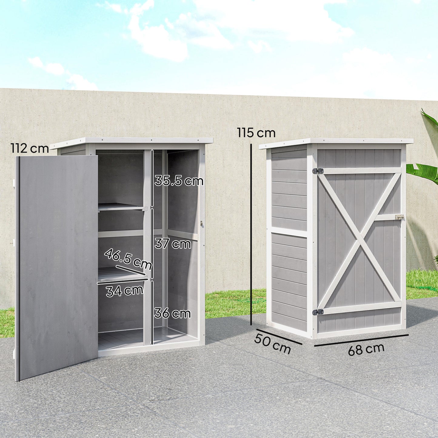 AI62 Decor Small Wooden Shed with Shelves