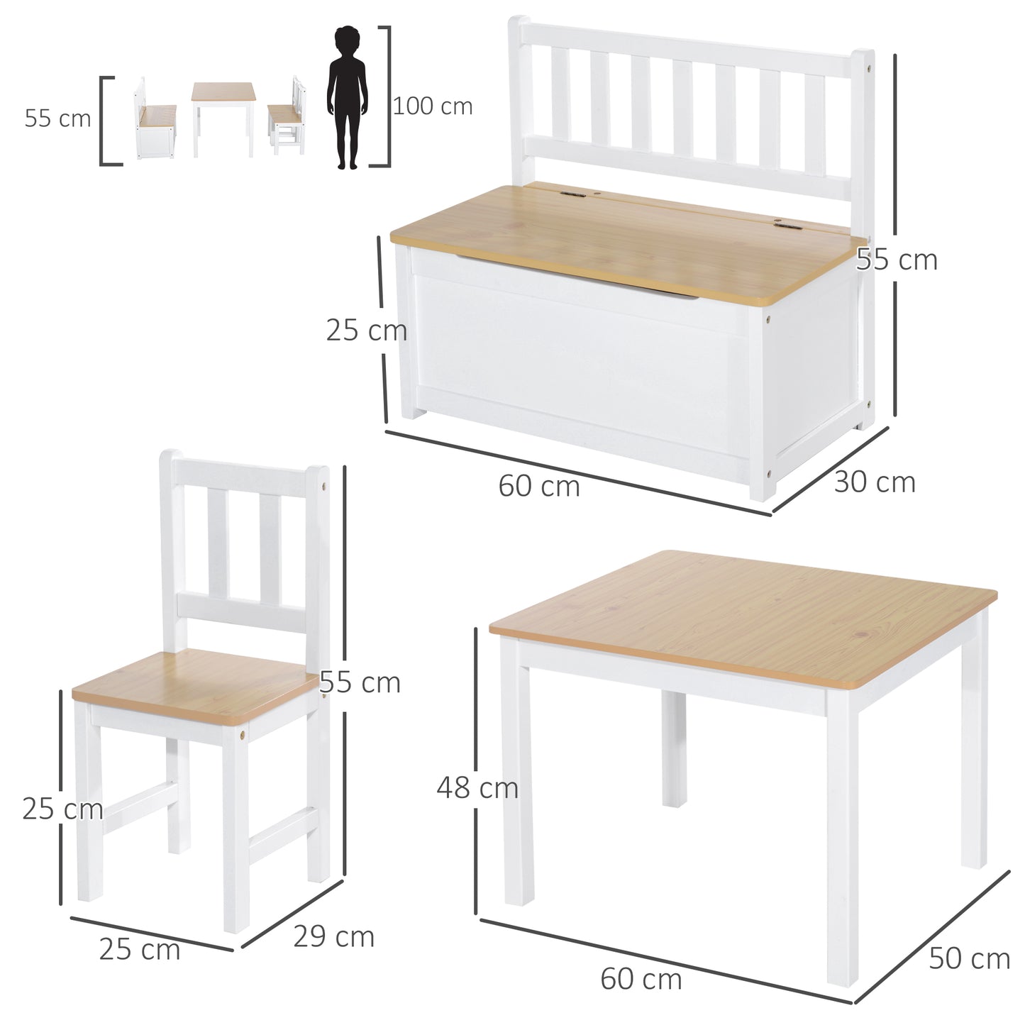 AI62 Decor 4-Piece Kids Table & Chair Set with 2 Chairs