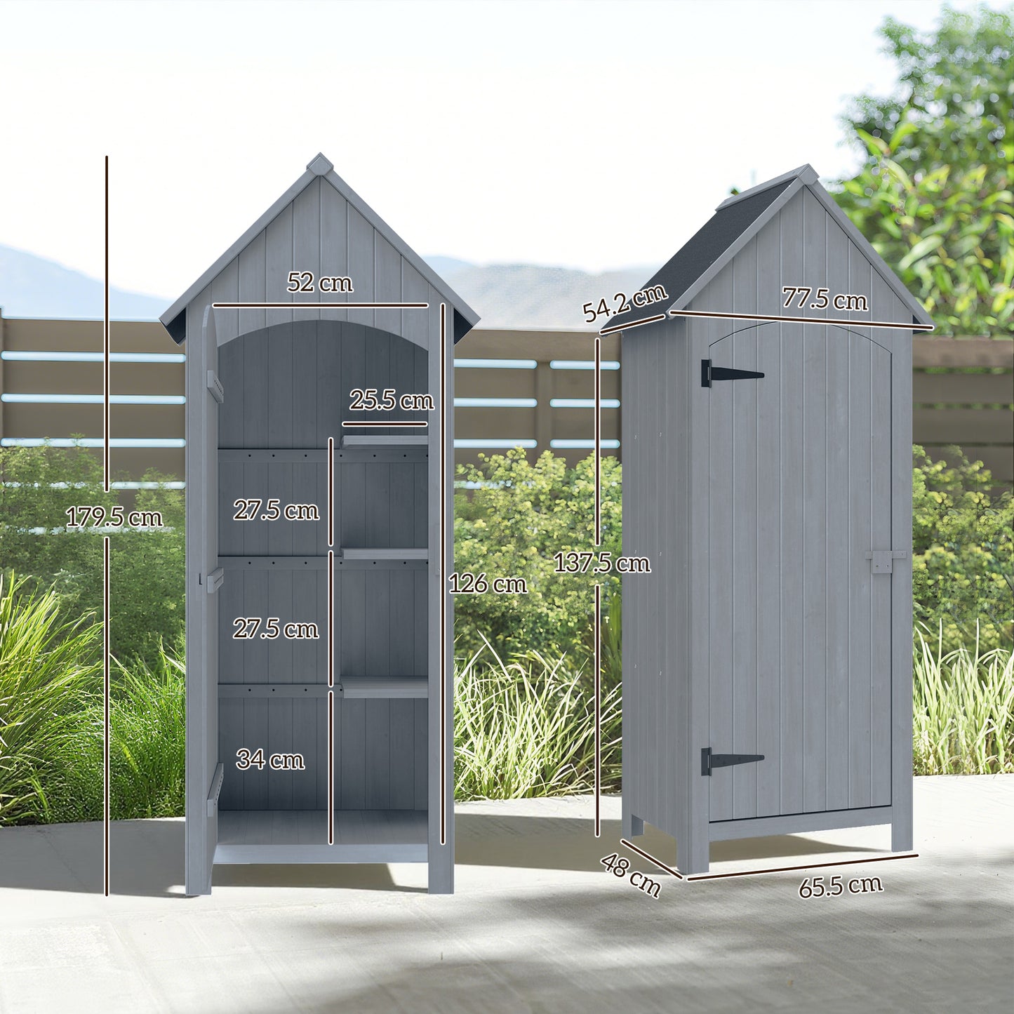 AI62 Decor Wooden Garden Storage Shed with 3 Shelves
