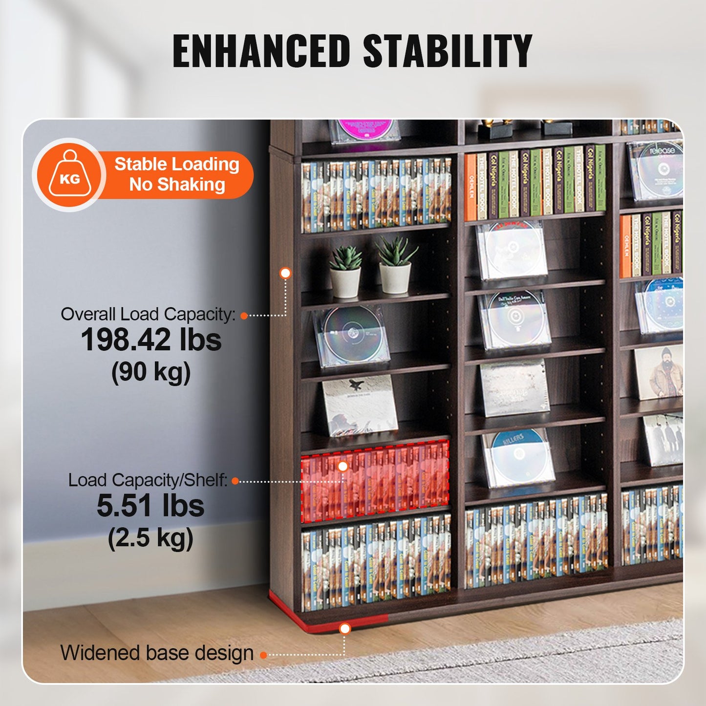 AI62 Decor  Adjustable Media Storage Cabinet for CDs & DVDs – Espresso