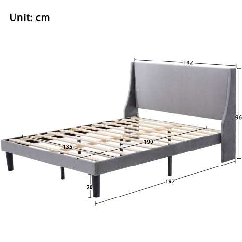 AI62 Decor Dark Green Upholstered Double Bed with Winged Headboard