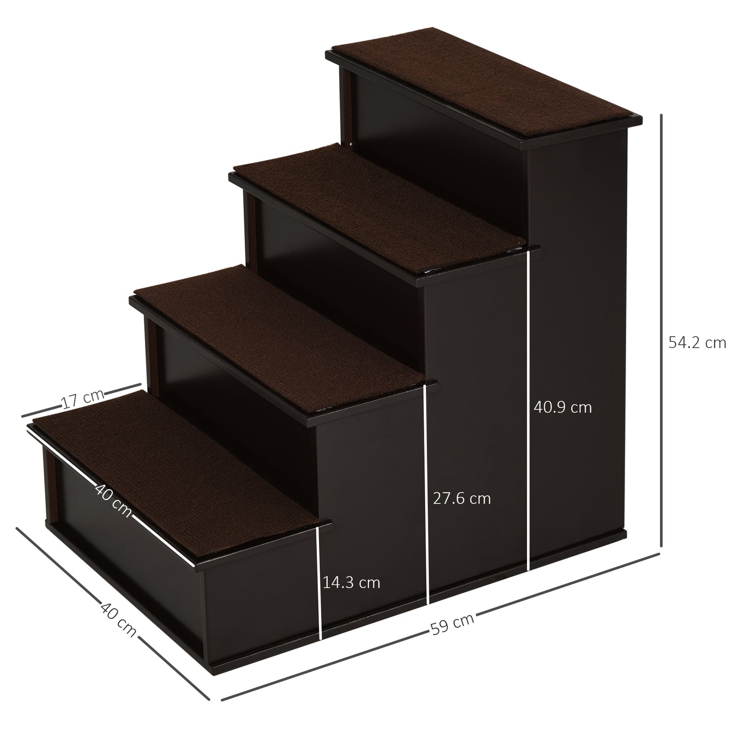 AI62 Decor PawHut 4-Step Wooden Pet Stairs, Dark Brown
