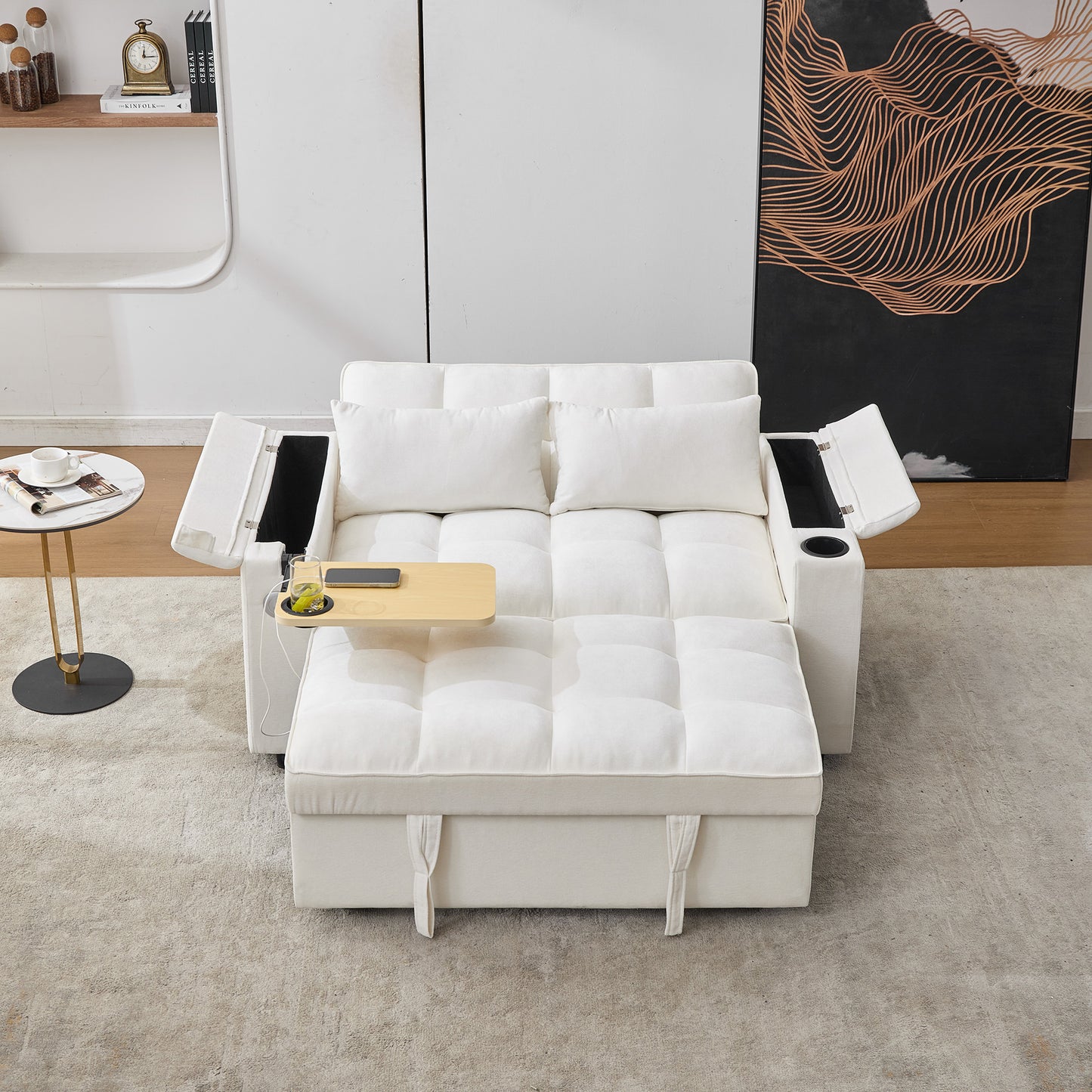 AI62 Decor Beige 2-Seater Futon Sofa