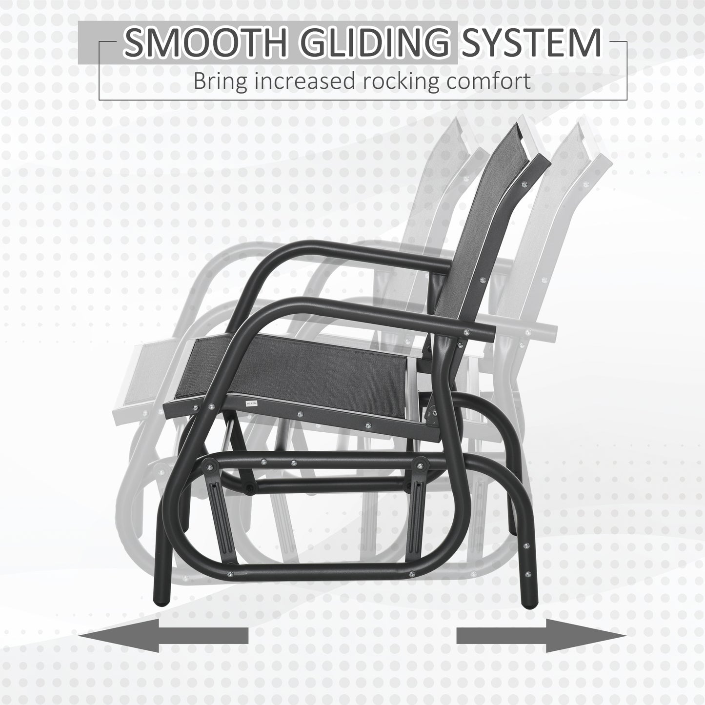 AI62 Decor Outdoor Metal Garden Glider Chair with Mesh Seat – Dark Grey