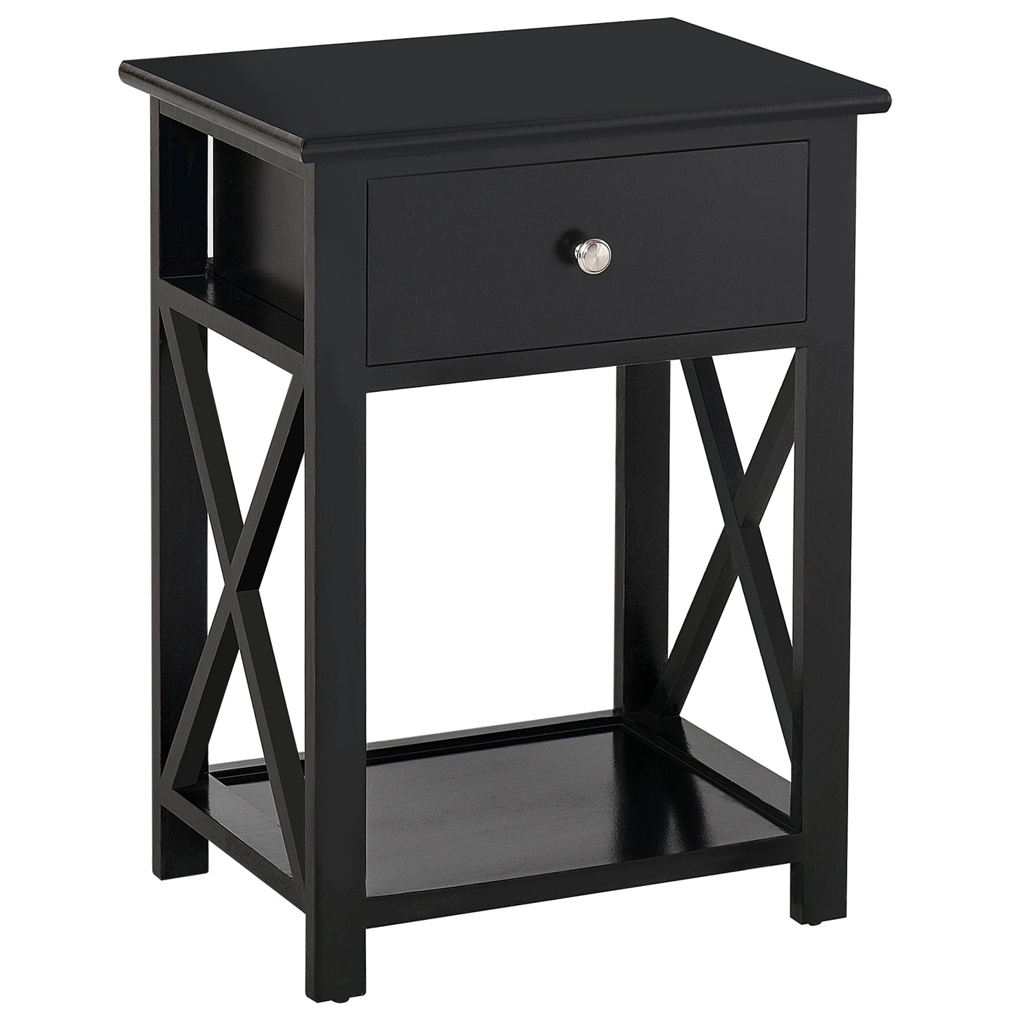 AI62 Decor End Table with Drawer & Shelf – Black