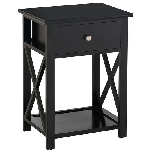 AI62 Decor End Table with Drawer & Shelf – Black