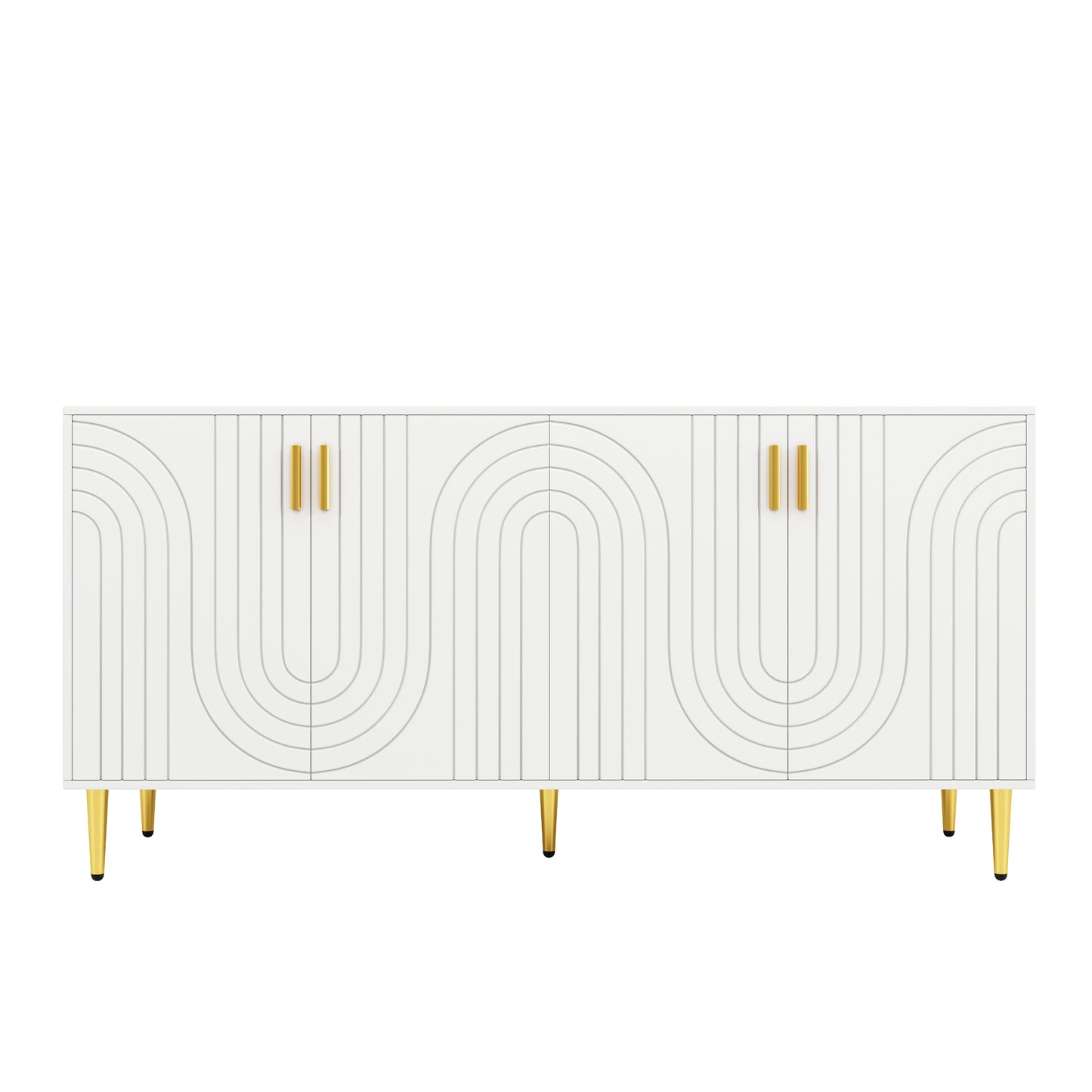 AI62 Decor White Wave Sideboard 152×40×75 cm with Gold Accents