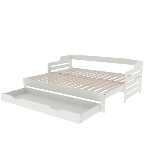 AI62 Decor Single Daybed with Pull-Out Trundle & Storage Drawer – 90 x 190 cm
