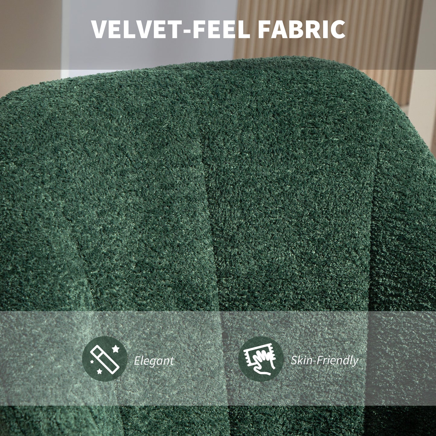AI62 Decor  Velvet-Feel Office Chair - Dark Green