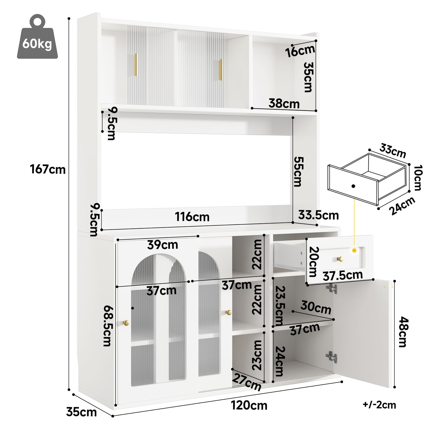 AI62 Decor Modern Tall Display Cabinet with LED Lights