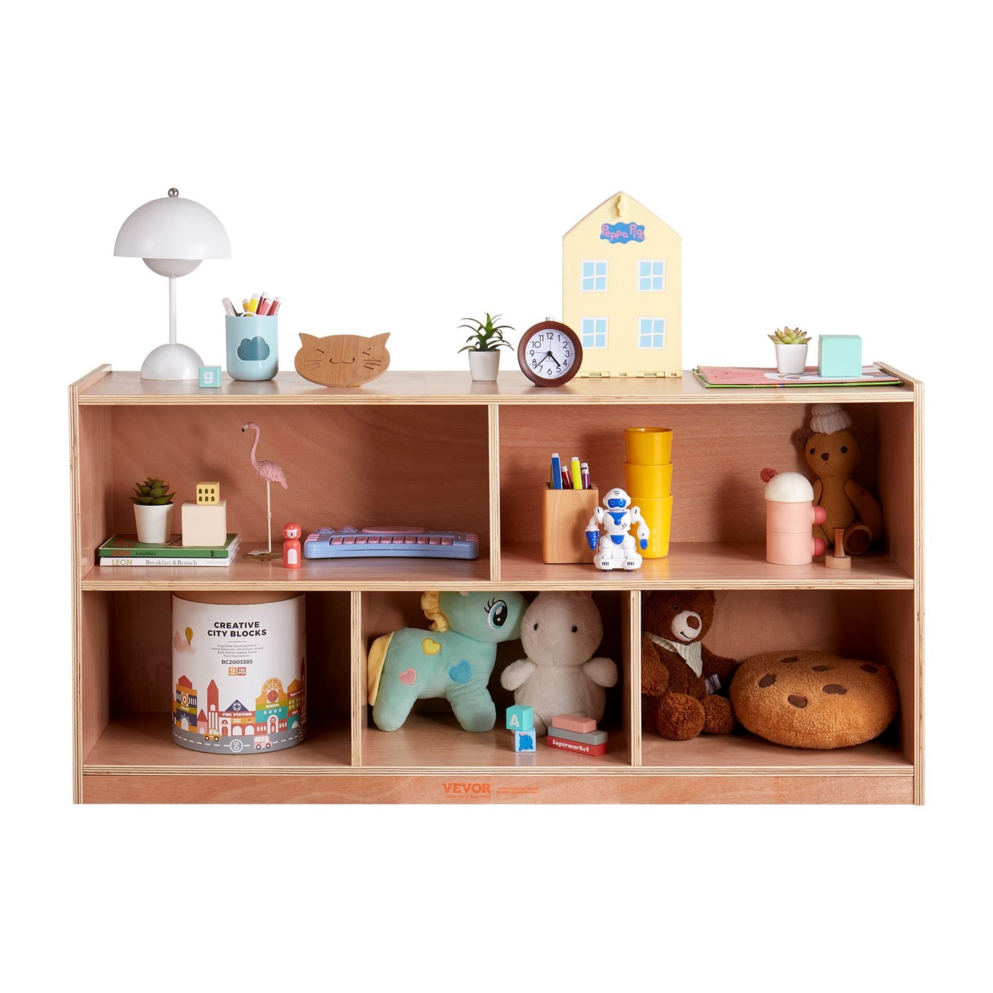 AI62 Decor 5-Compartment Cubby Storage Cabinet – Natural