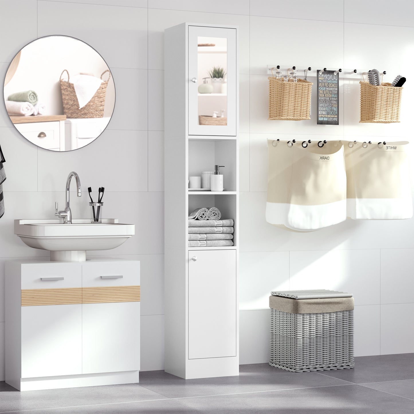 AI62 Decor White Kleankin Freestanding Bathroom Cabinet