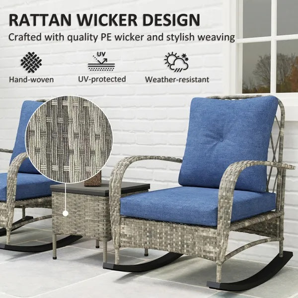 AI62 Decor Rattan Chaise Lounge & Wicker Furniture Set