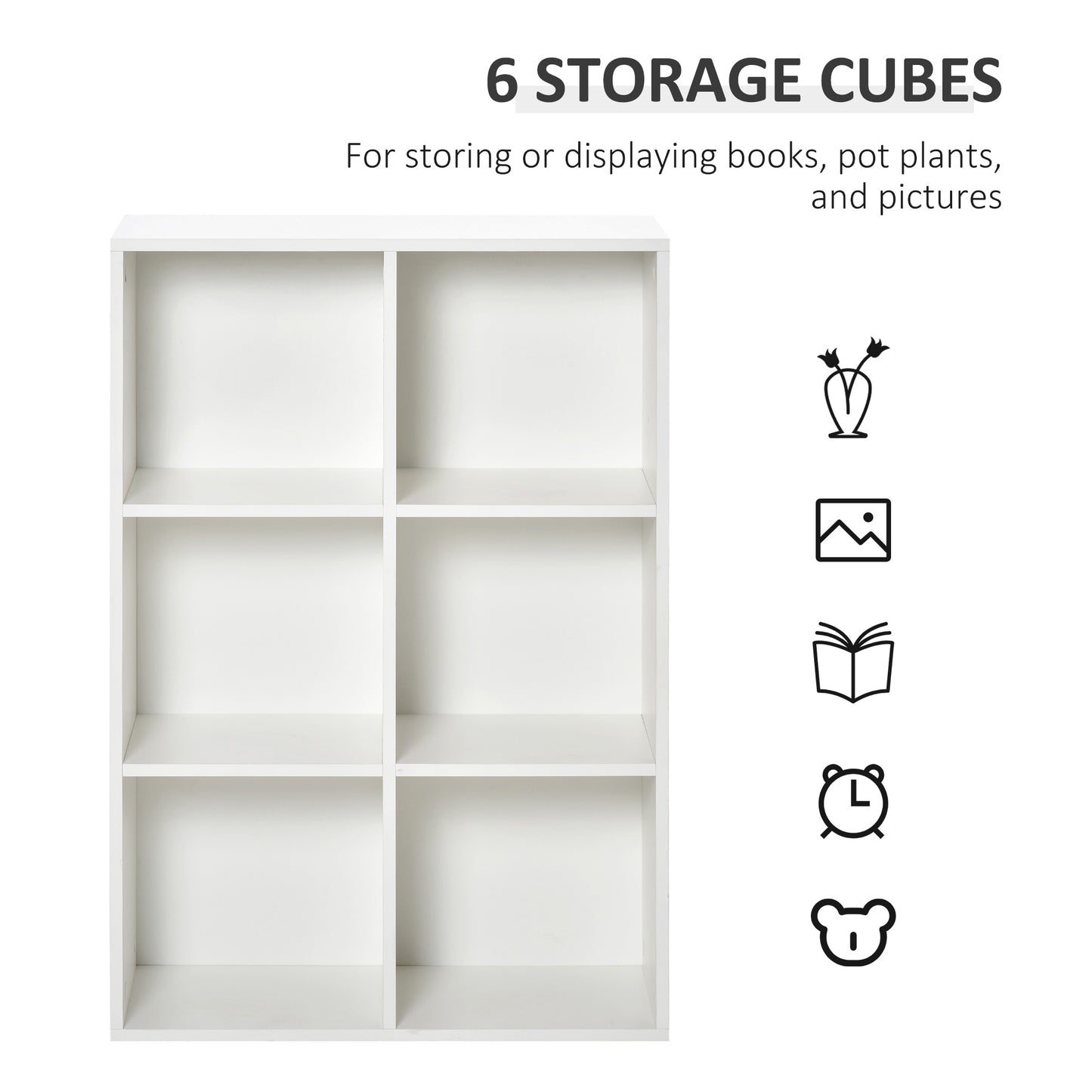 AI62 Decor Six-Cube Bookcase - White Wood Effect