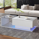 Modern LED Coffee Table with Glass & Drawer AI62Decor