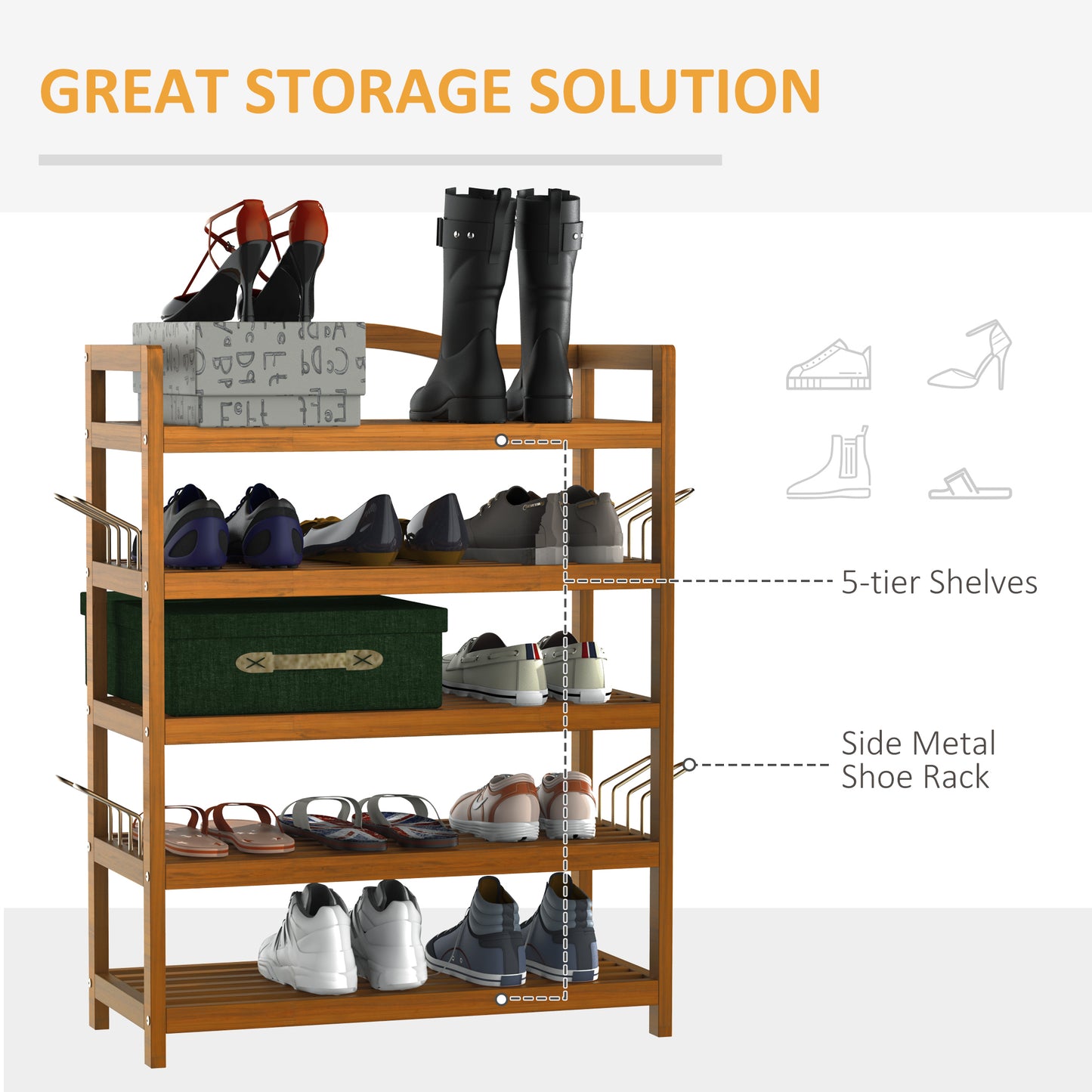 AI62 Decor 3-Tier Kitchen Trolley with Wheels, White & Oak