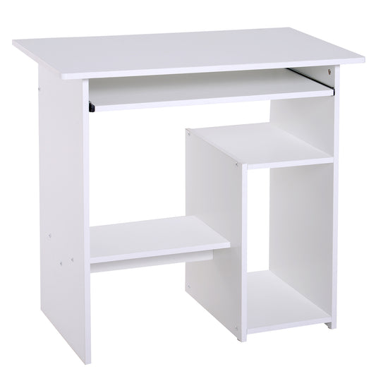 AI62 Decor Compact White Computer Desk with Storage Shelf