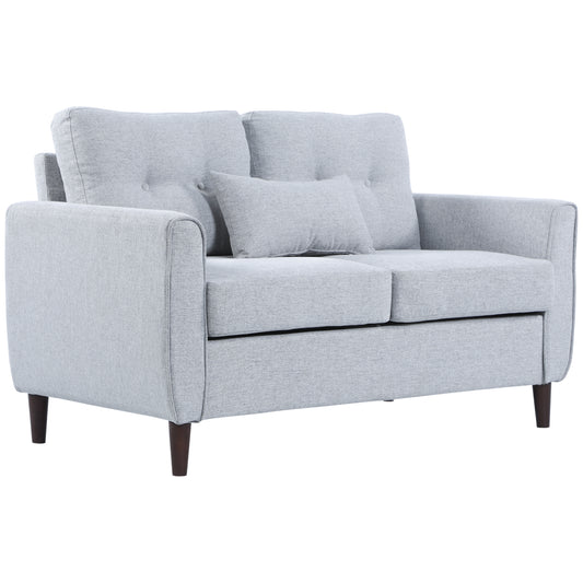AI62 Decor 2-Seater Fabric Sofa with Spring Cushions, Wooden Legs – Light Grey