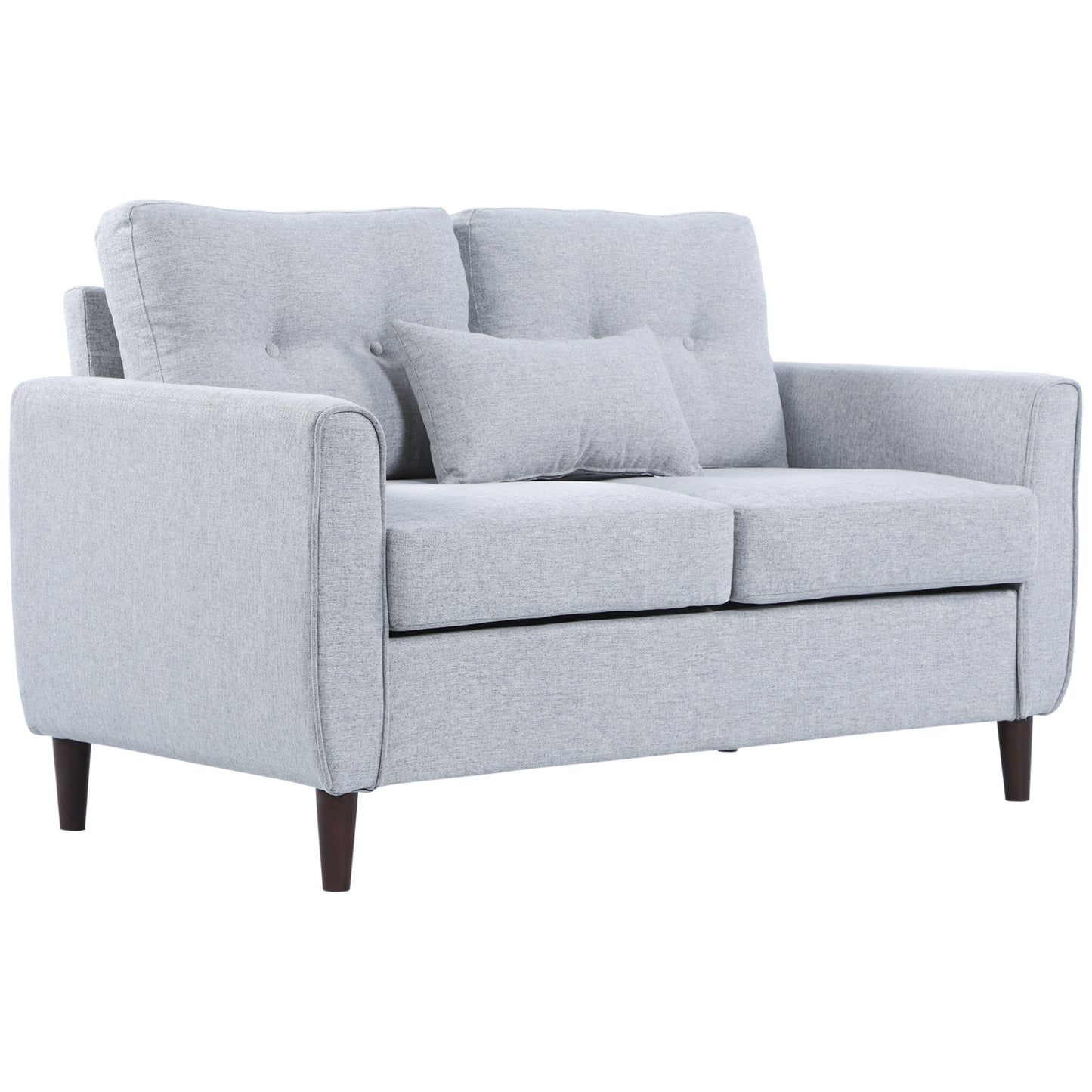 AI62 Decor 2-Seater Fabric Sofa with Spring Cushions, Wooden Legs – Light Grey