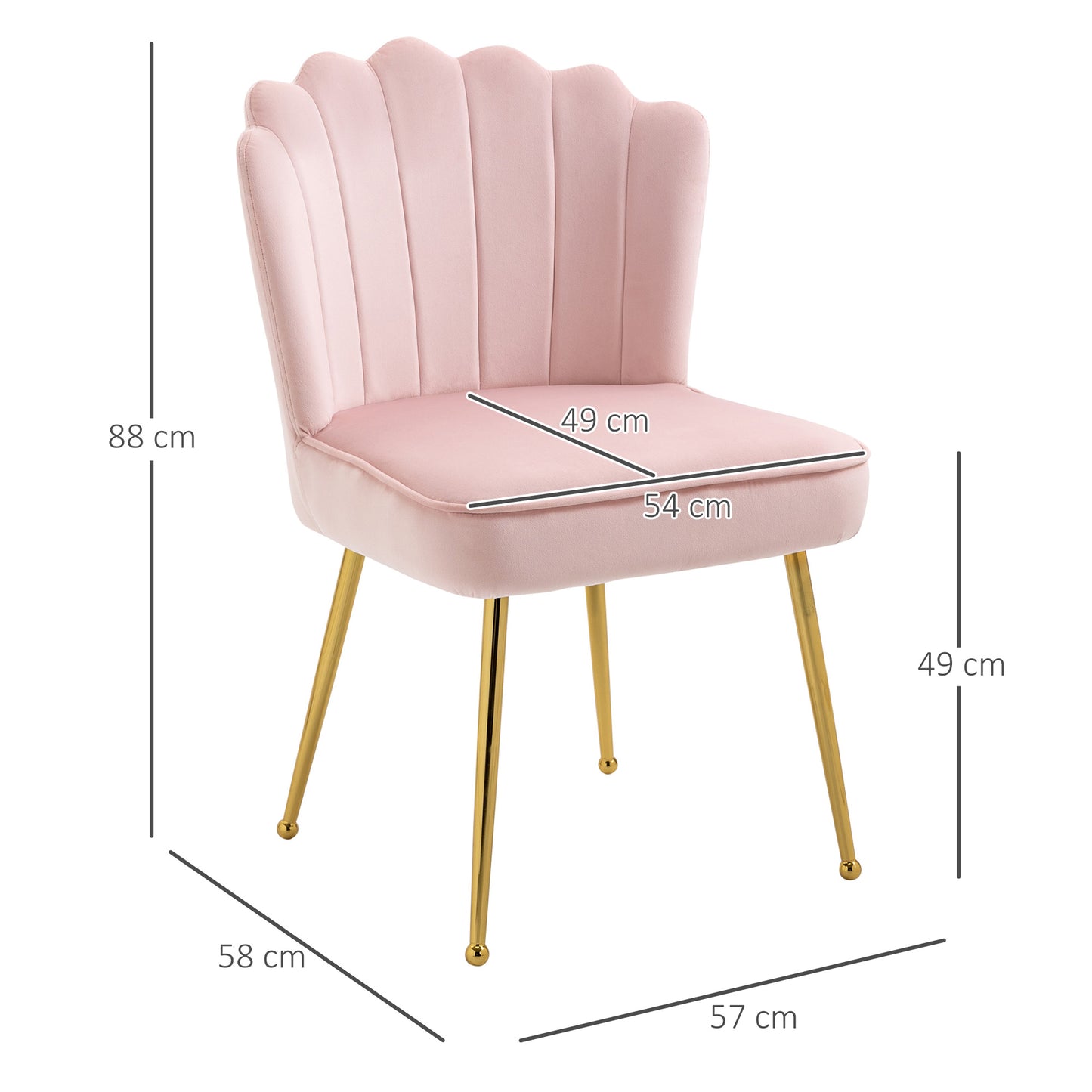 AI62 Decor Velvet-Feel Shell Accent Chair - Pink