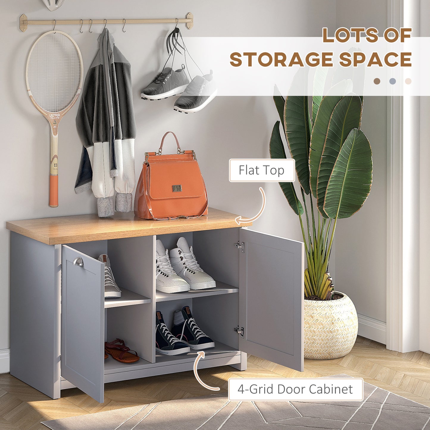 AI62 Decor  Modern Grey Shoe Cabinet with 2 Doors