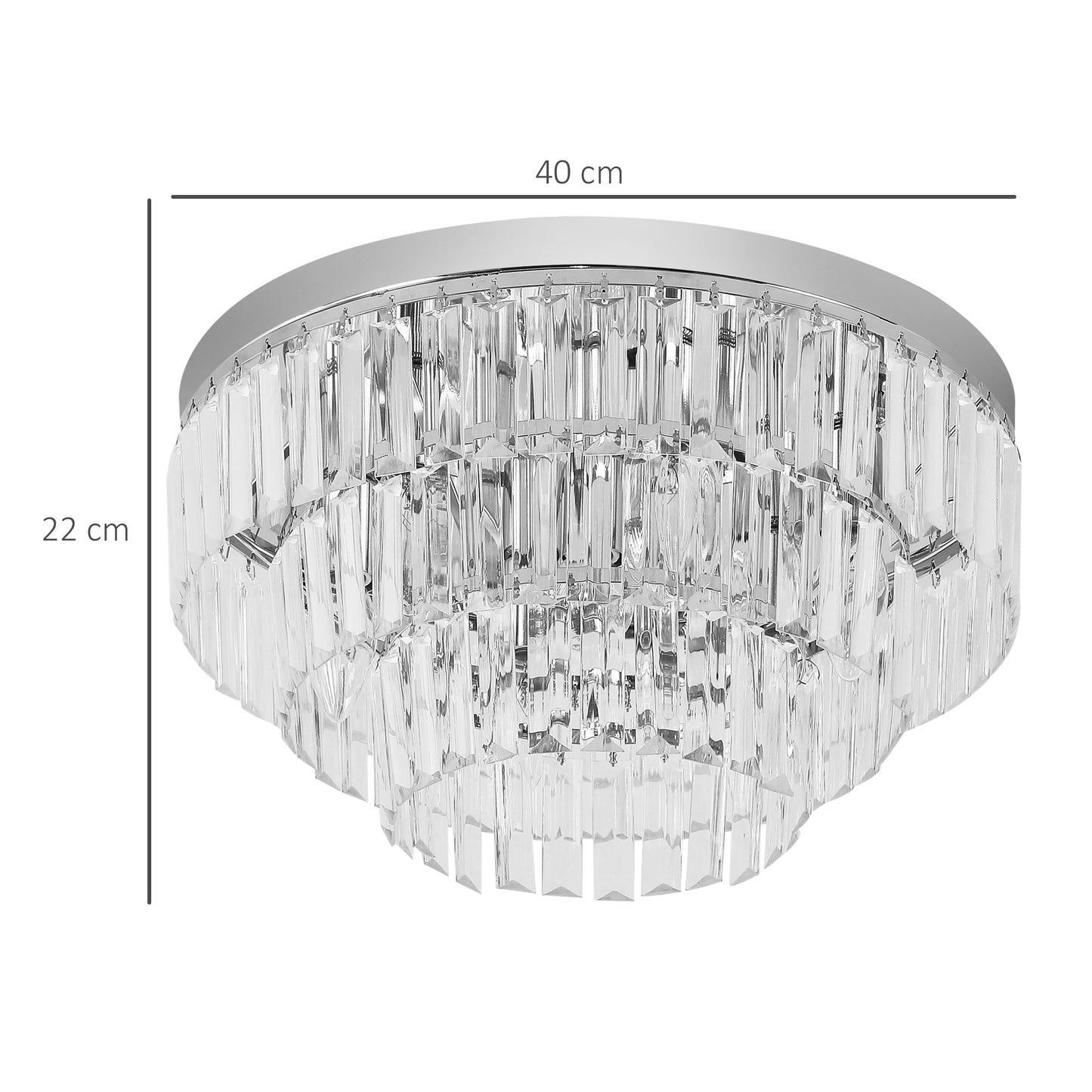 AI62 Decor Modern Crystal Flush Mount Ceiling Light with Polished Metal Base
