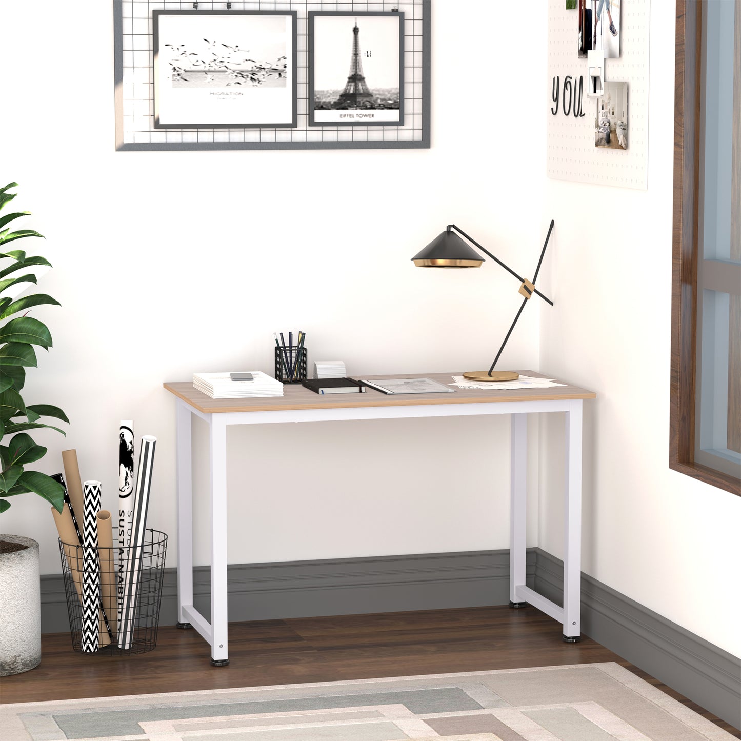 AI62 Decor 120cm Computer Desk with Metal Frame – White