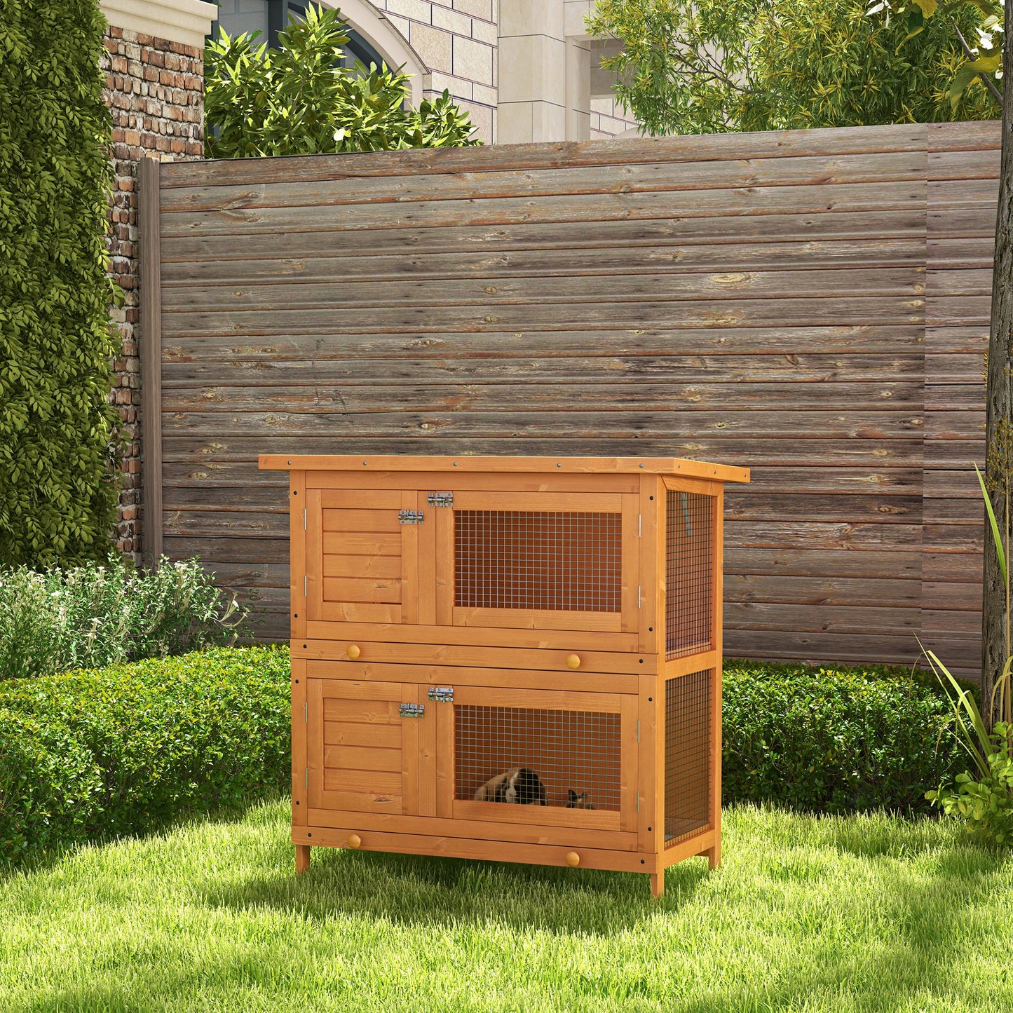 AI62 Decor PawHut Outdoor Rabbit Hutch 90 x 45 x 90cm