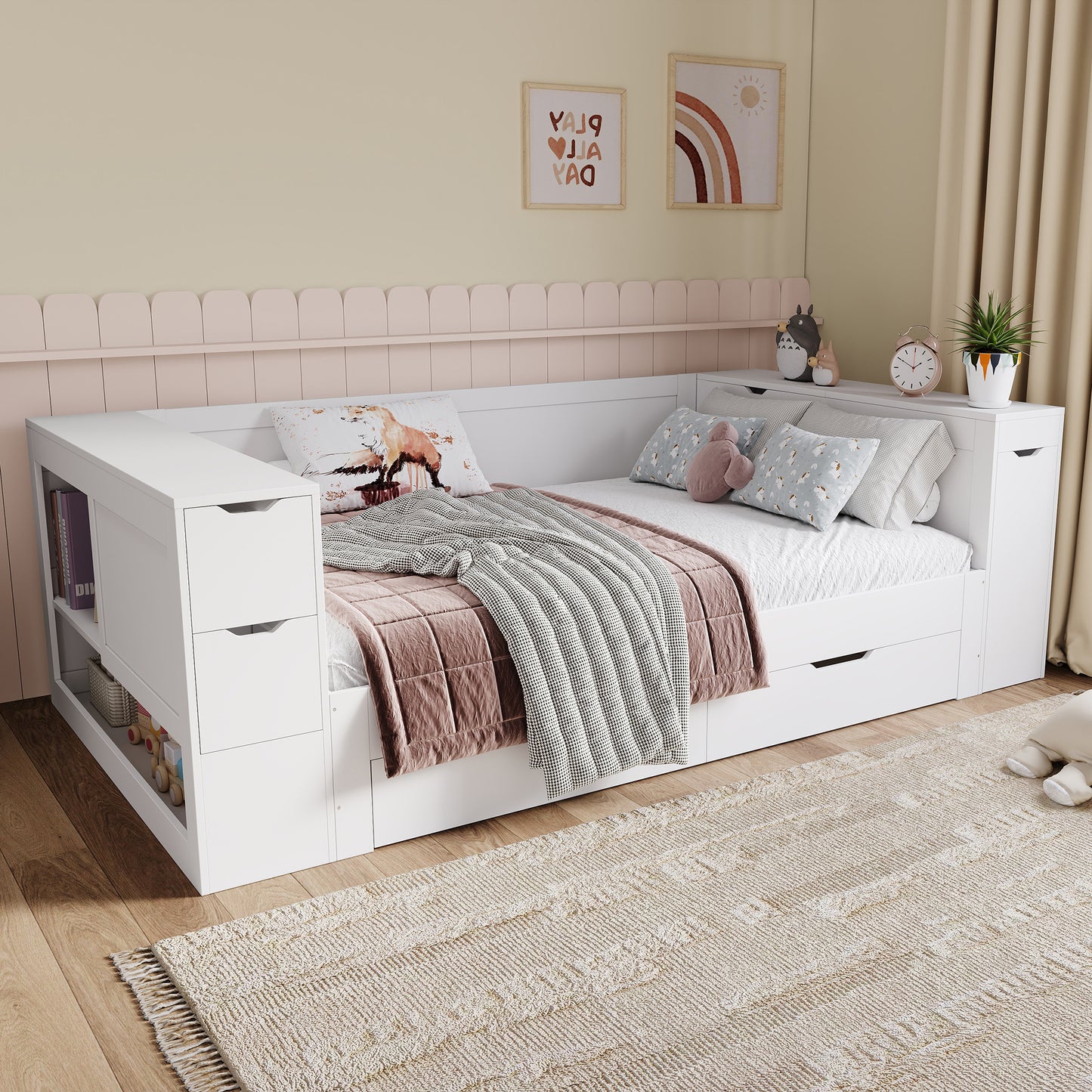 AI62 Decor 4ft6 Double Children’s Daybed with Storage Drawers