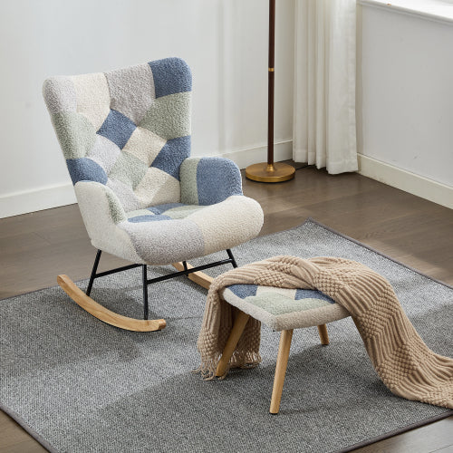 AI62 Decor Adult Rocking Chair – High Back Recliner with Solid Wood Legs