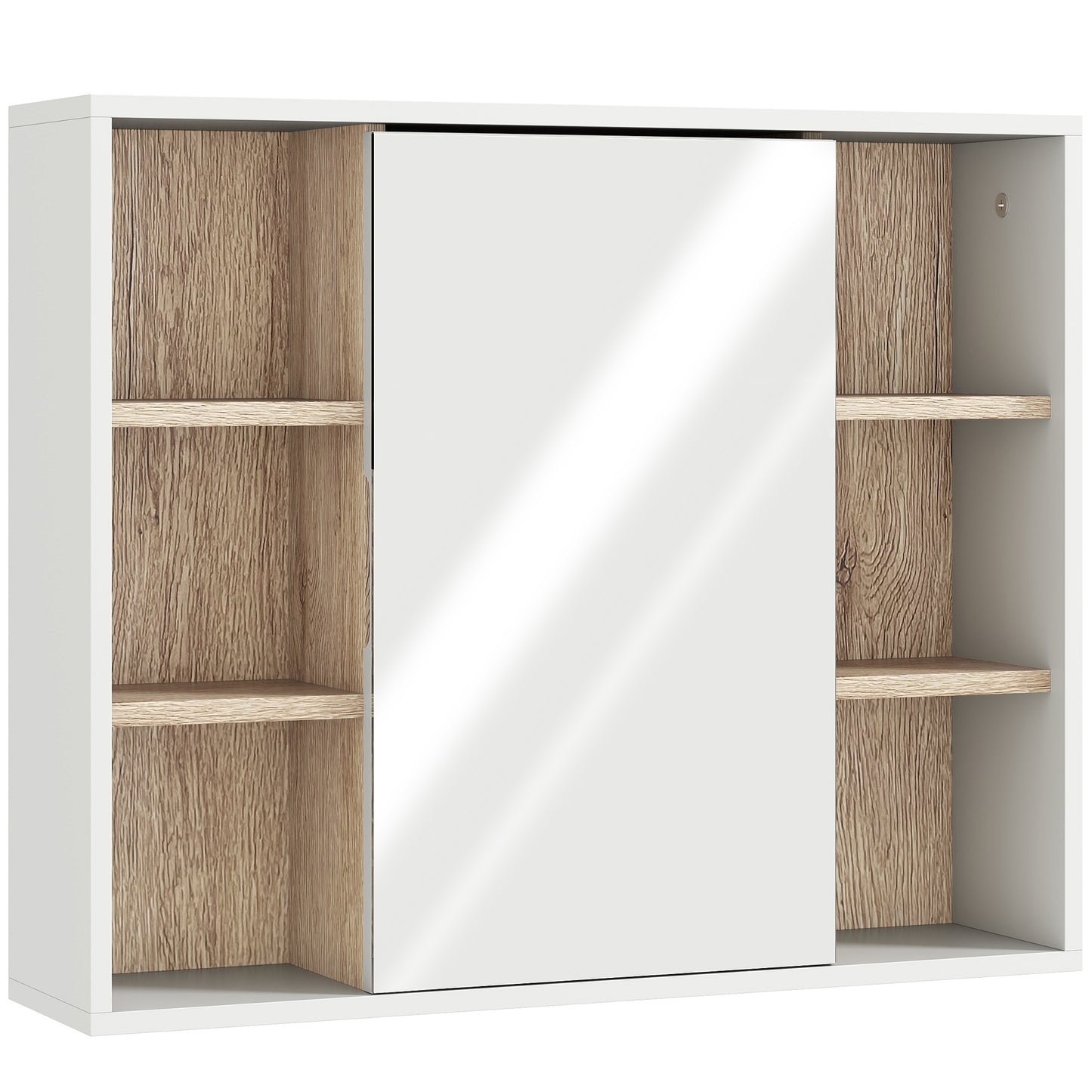 AI62 Decor Bathroom Mirror Cabinet with Open Storage & Shelf - White