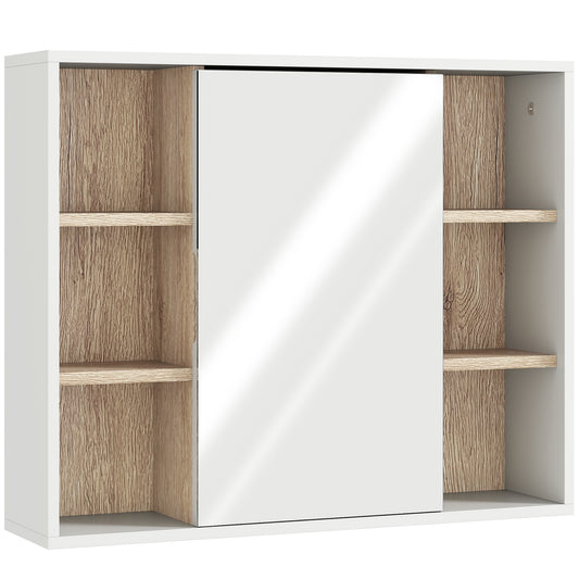 AI62 Decor Bathroom Mirror Cabinet with Open Storage & Shelf - White