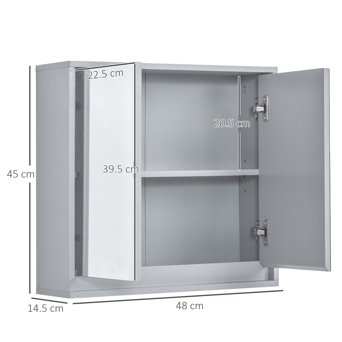 AI62 Decor Double Door Grey Bathroom Mirror Cabinet