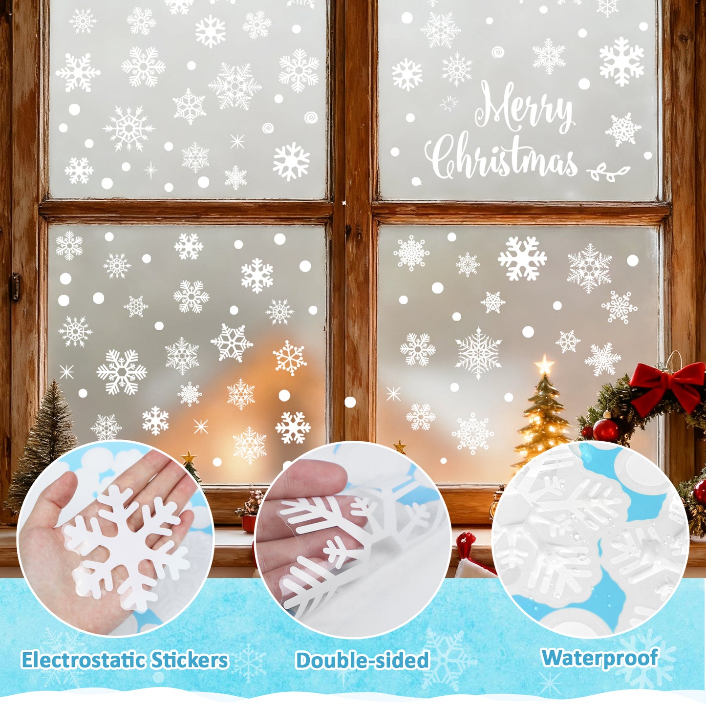 AI62 Decor 157-Piece Christmas Snowflake Window Stickers – Reusable