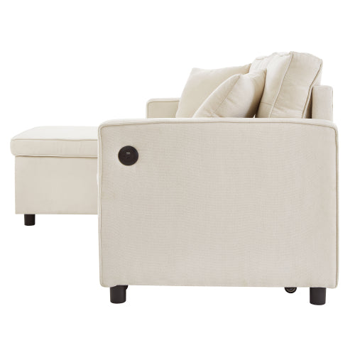 AI62 Decor L-Shaped 3-in-1 Convertible Sofa Bed with Storage & Chaise