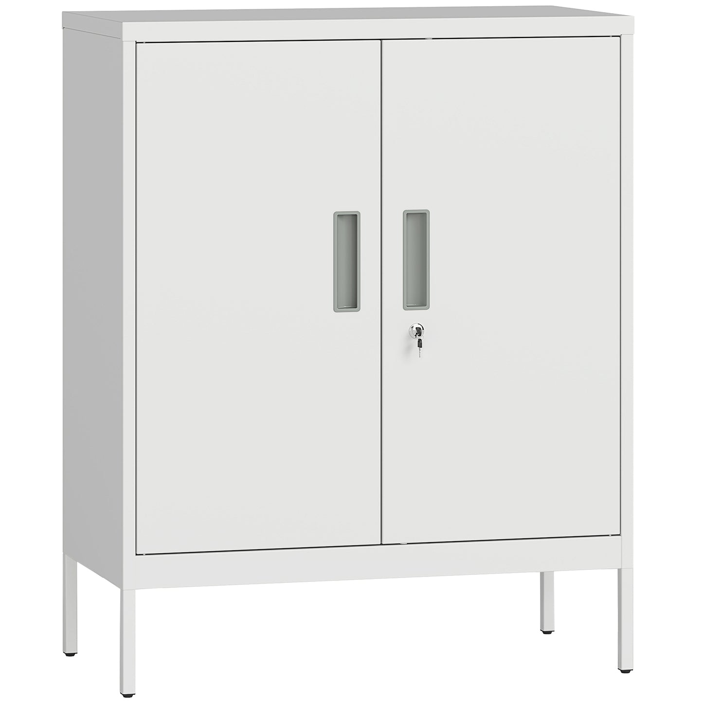 AI62 Decor Metal Storage Cabinet With Lock And Adjustable Shelves - White