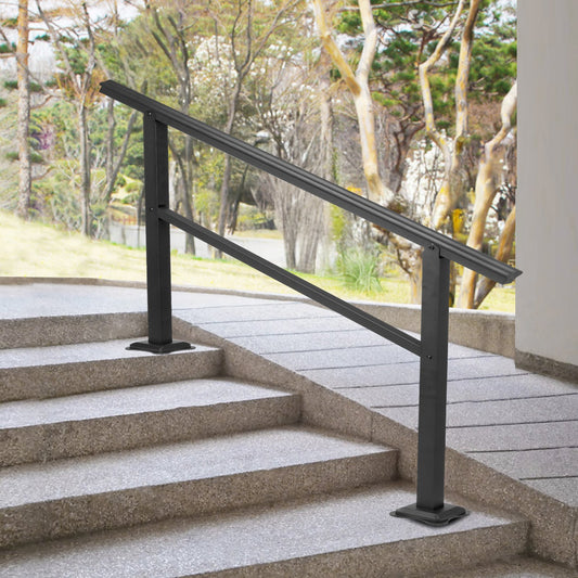 AI62 Decor Black Aluminum Outdoor Stair Banister 48x35.5 in