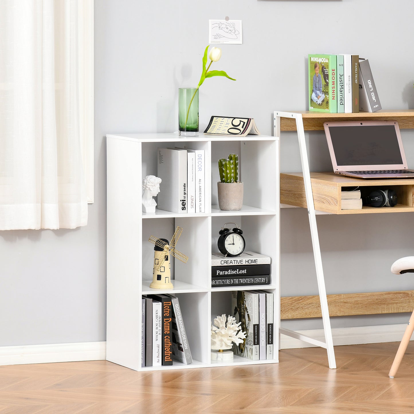 AI62 Decor  6-Cube Bookshelf - White