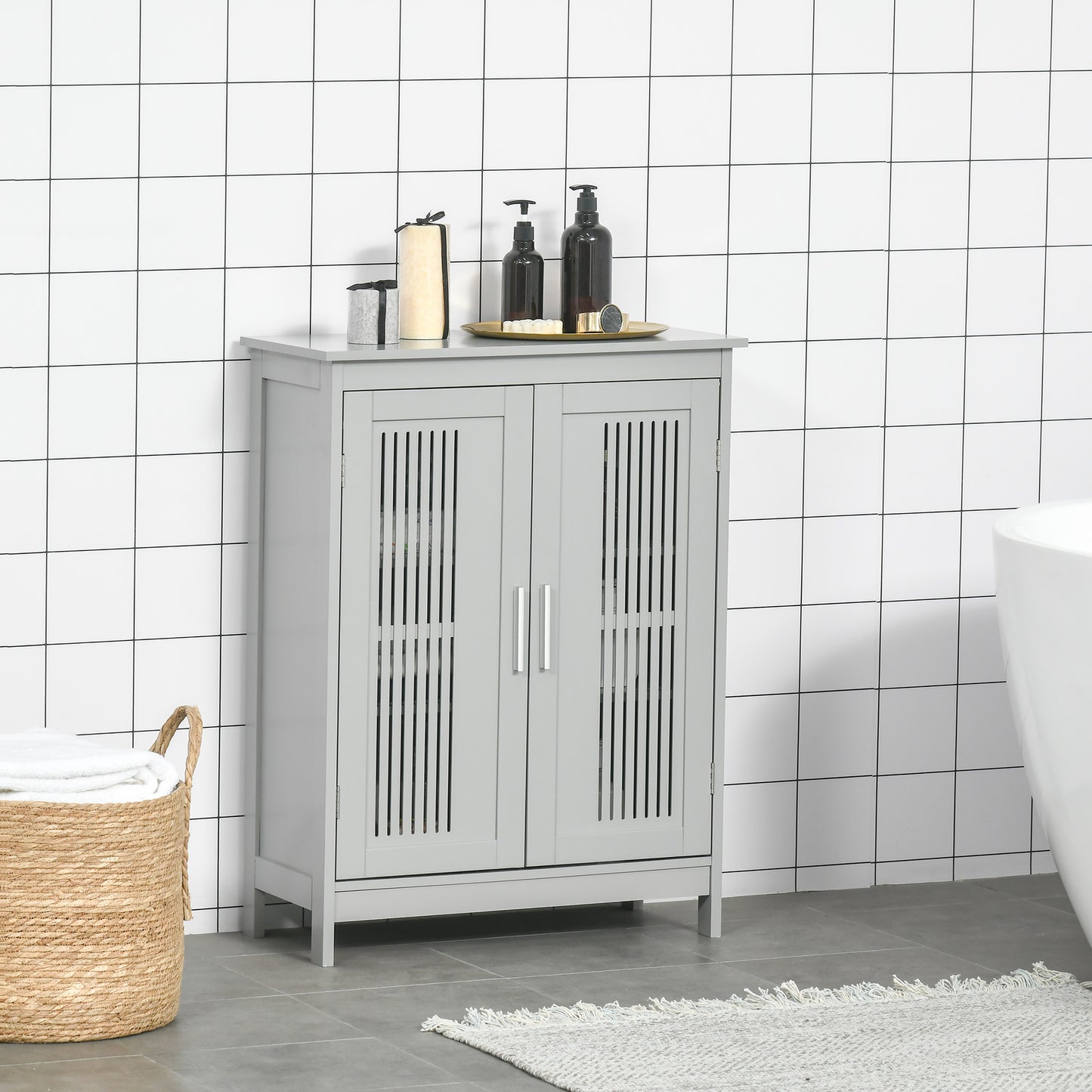 AI62 Decor Kleankin Modern Bathroom Floor Cabinet - Grey