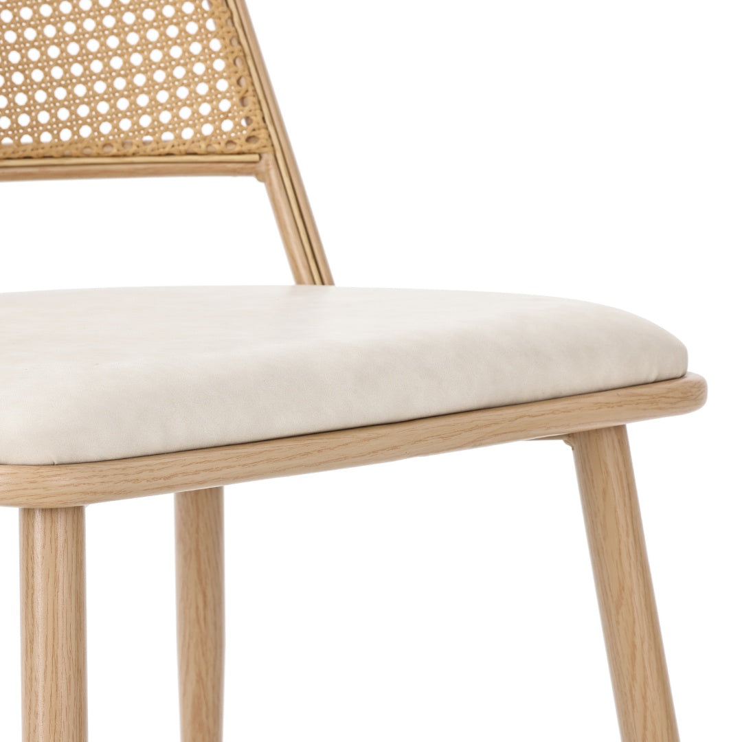 AI62 Decor Retro Bamboo Chairs with PU Seat & Rattan Backrest (Set of 6)
