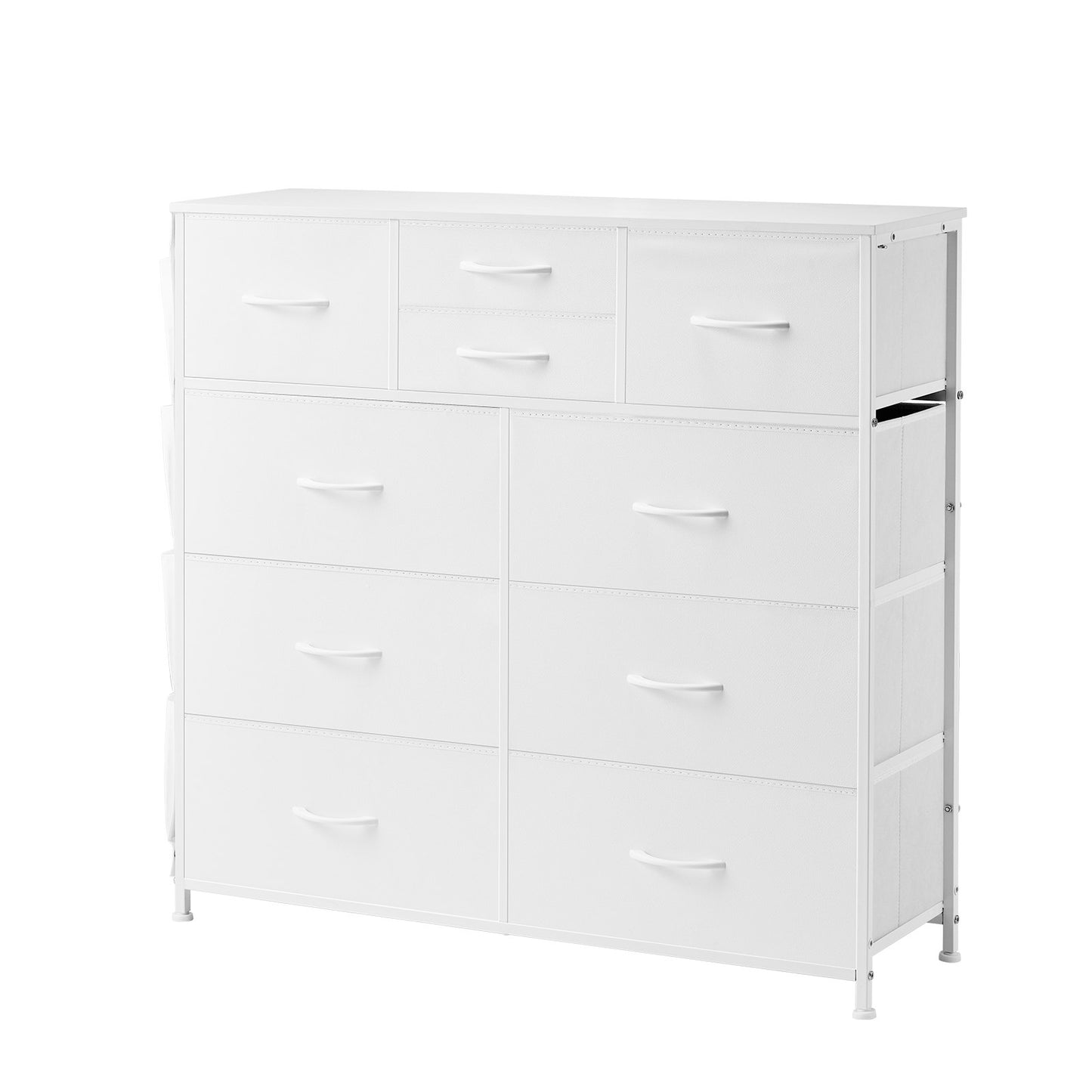 AI62 Decor 10-Drawer Fabric Storage Dresser with Steel Frame, White