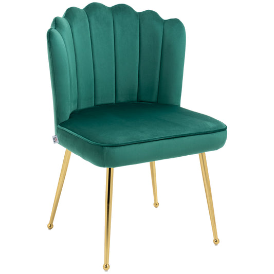 AI62 Decor Velvet-Feel Shell Accent Chair - Green