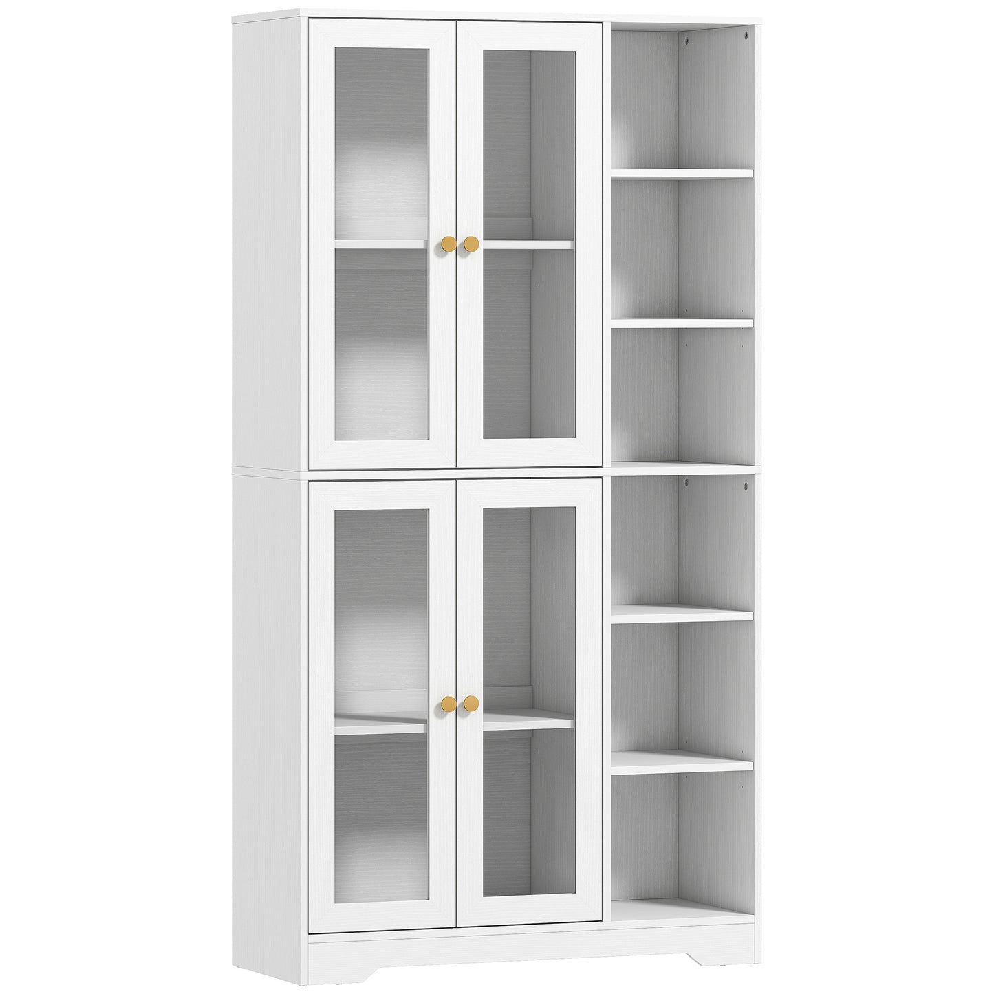AI62 Decor Multi-Storage Kitchen Cabinet with Glass Doors – White Wood Effect